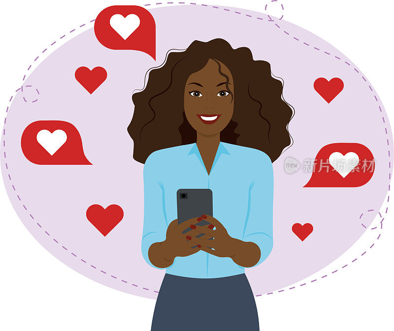 Woman using an online dating app